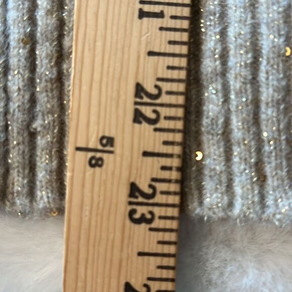 NWOT Express Metallic Sweater Puff Sleeve Gold threading Open Stitch Size Small - Picture 14 of 16
